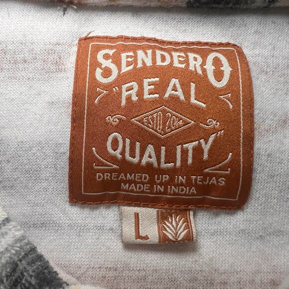 Sendero Provisions Cantina Polo Shirt Size L Terry Cloth Southwest Pearl Snaps - Picture 6 of 15